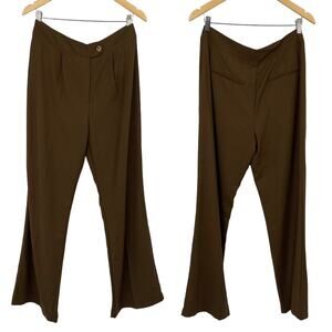 Nasty Gal High Waist Wide Leg Pleated Trousers Dress Pants Brown Womens 8